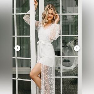 Lace Maxi Bridal Robe and Slip- never worn!